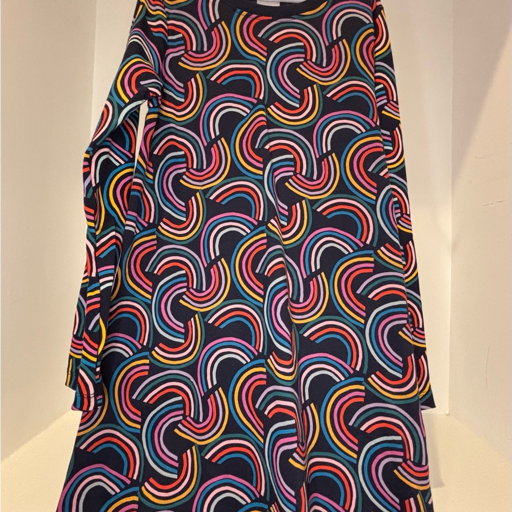 Hanna Andersson Blue and Orange Asymmetrical A-line Midi Dress